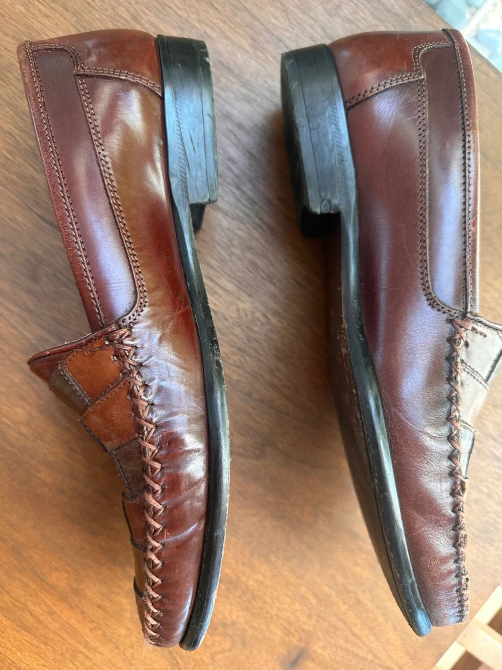 Vintage 90’s Giorgio Brutini Men’s Brown Woven Leather Slip-On Loafers Men’s 8D